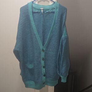 Free People Blue Cardigan Sweater